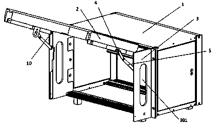 Front wiring case with front panel capable of overturning up and down