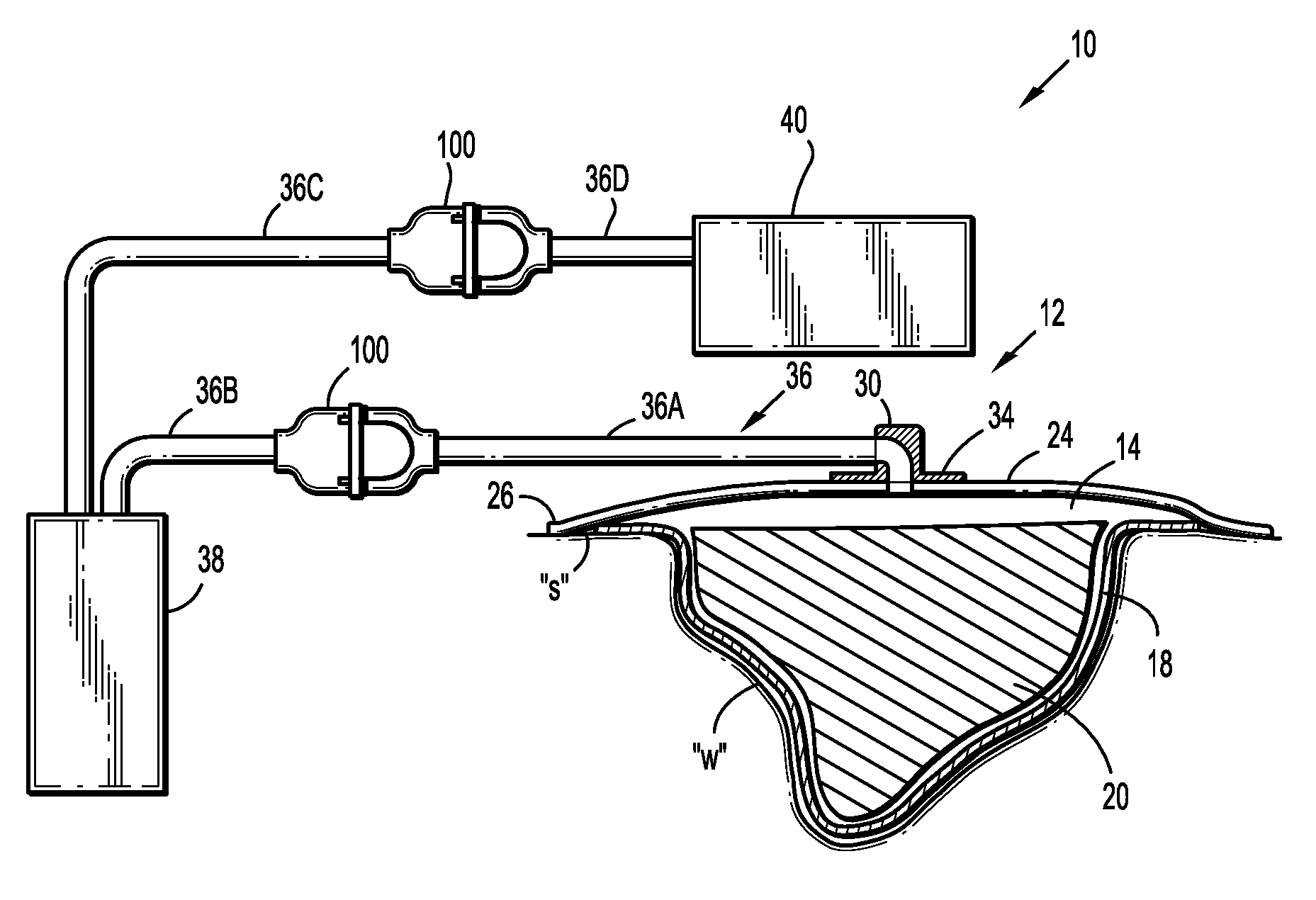 System for providing continual drainage in negative pressure wound therapy