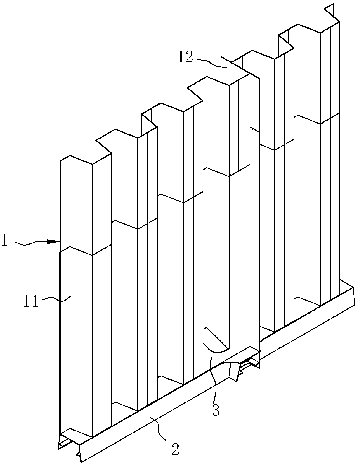 Segmented construction method for troughed bulkhead