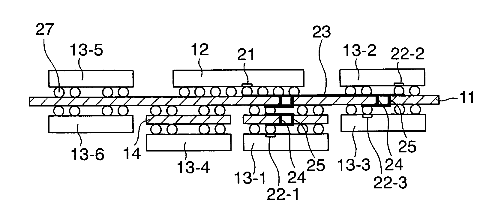 Semiconductor module including a plurality of IC chips therein