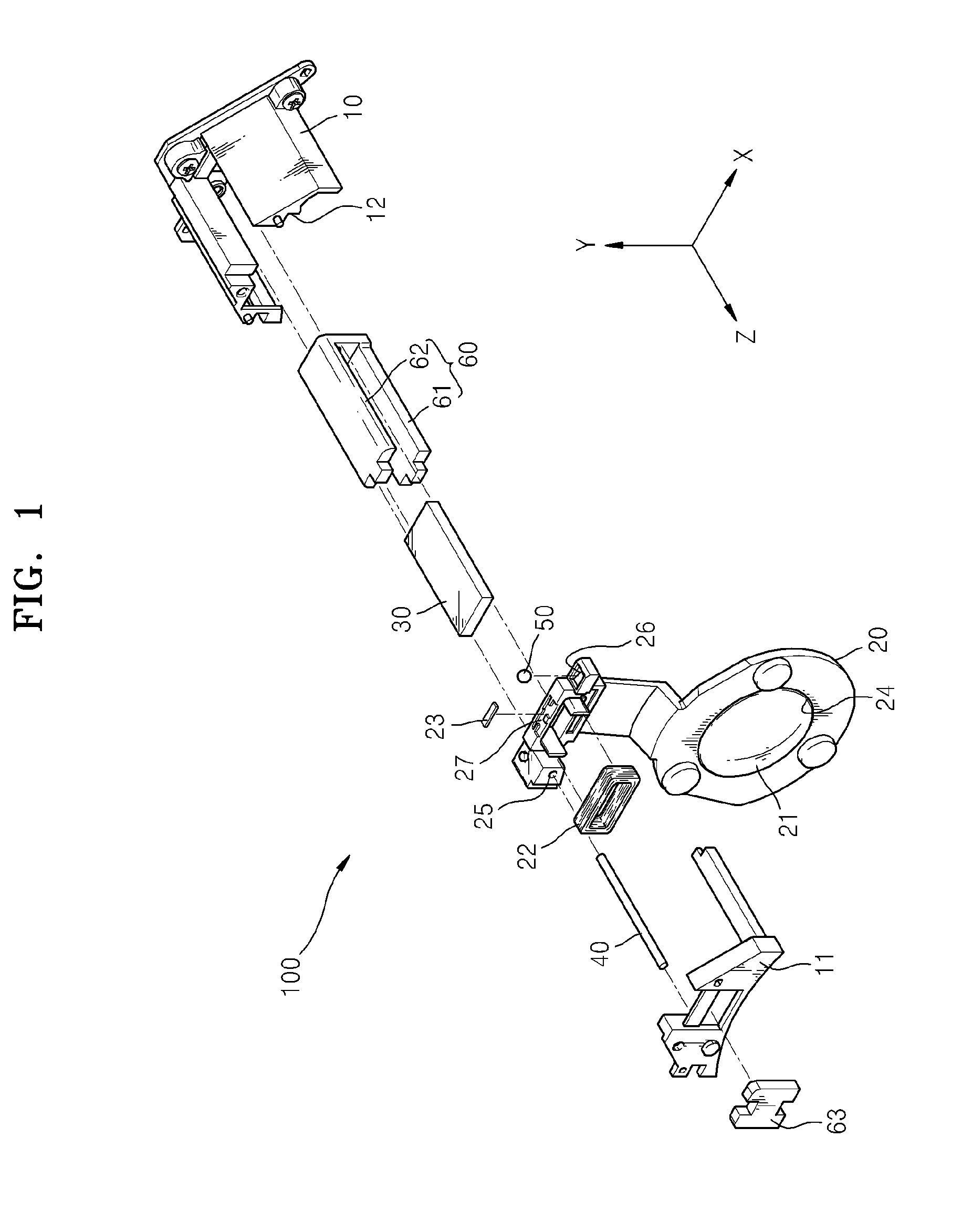 Device for transporting optical element and photographing apparatus including the device