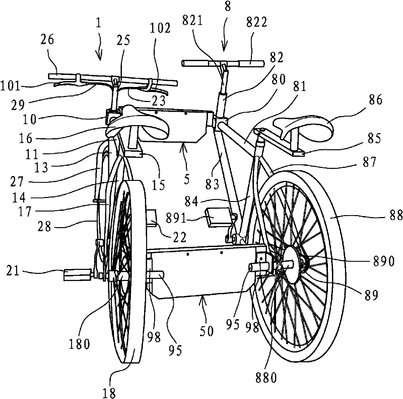 A parallel-riding bicycle