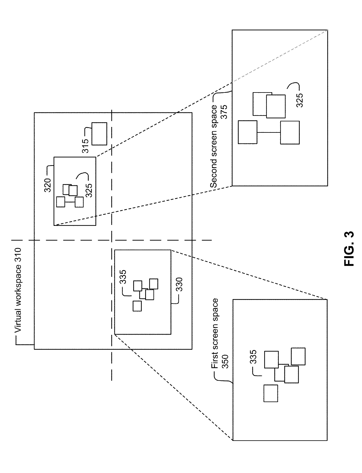 Virtual workspace including shared viewport markers in a collaboration system