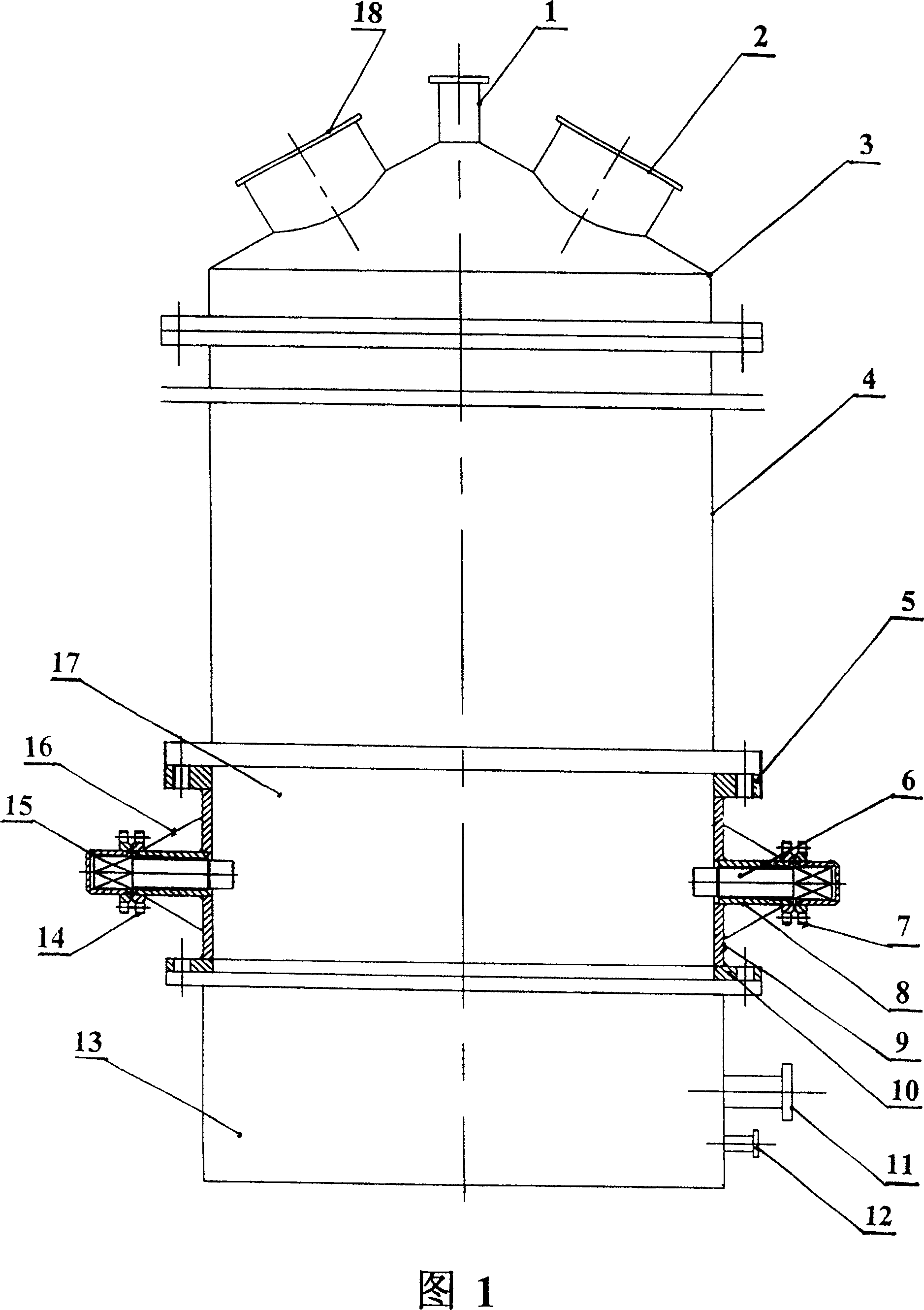 Copper wire tower having supporting device used for removing vanadium impurity in titanium tetrachloride