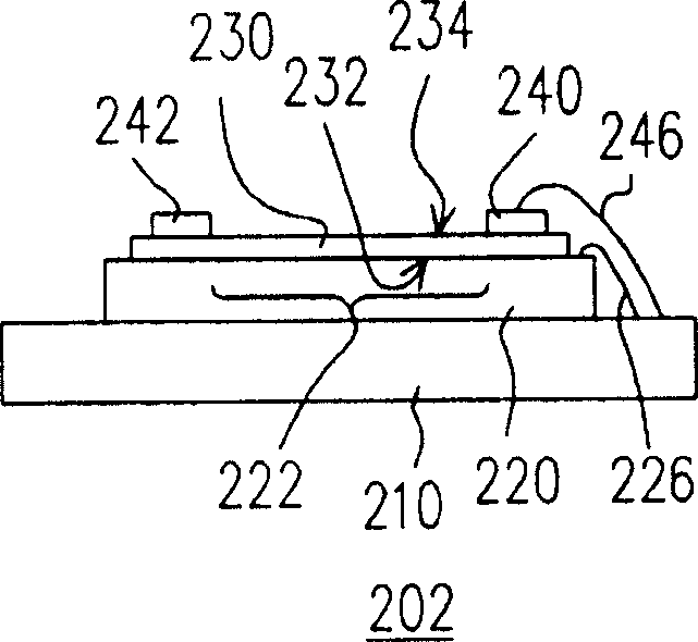A packaging structure with a chip above a photosensitive element and electric packaging structure thereof