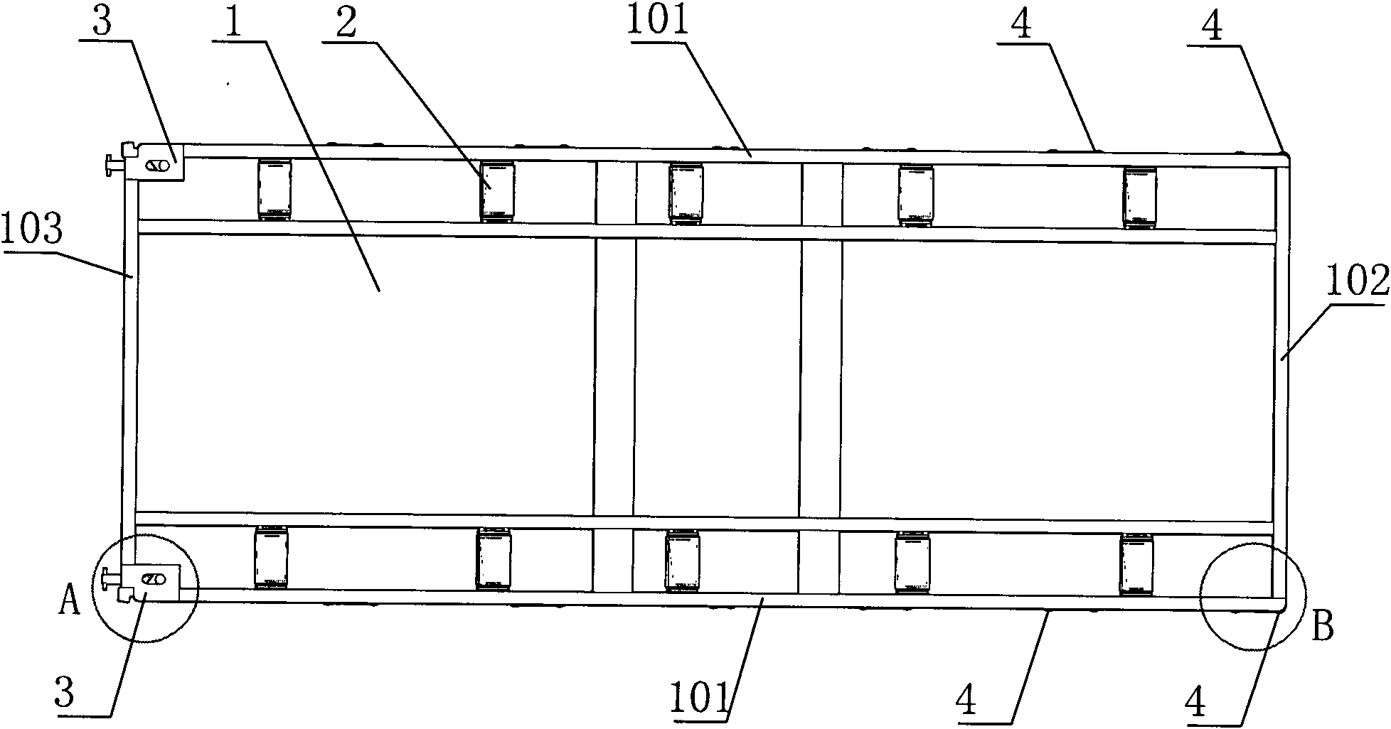 Built-in mobile pallet of container