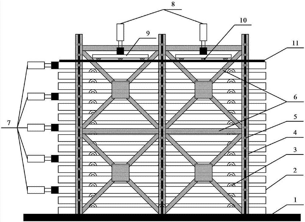 Large soil-underground structure pseudo-static test device and method