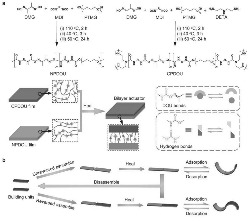 A self-healing elastomer-based reconfigurable actuator and its preparation method