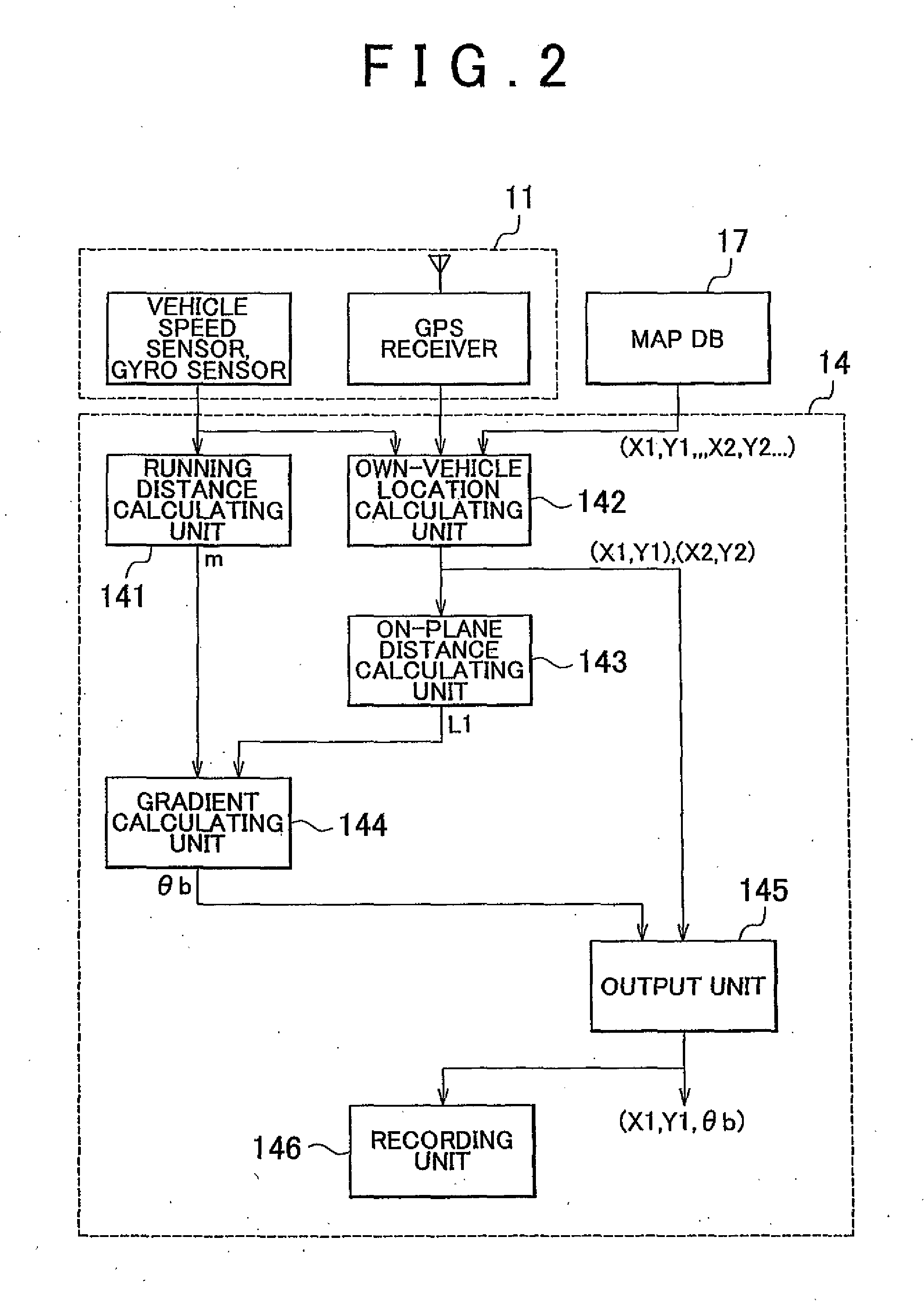 Gradient information calculating system, vehicle running control system, navigation system, and gradient information calculating method