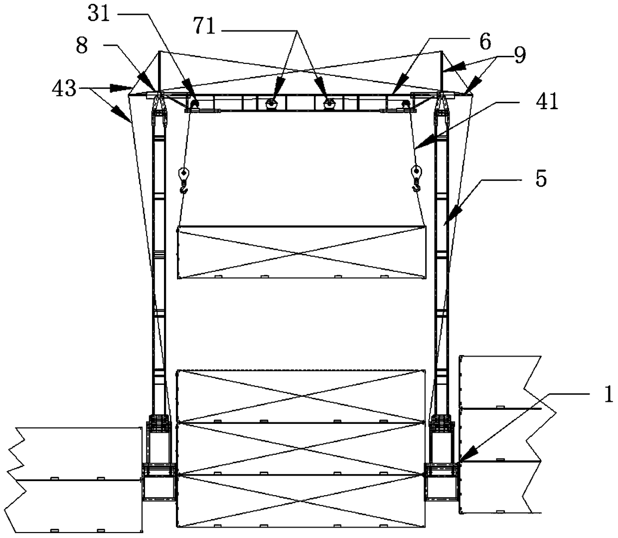 Container ship assembled crane and its assembly method