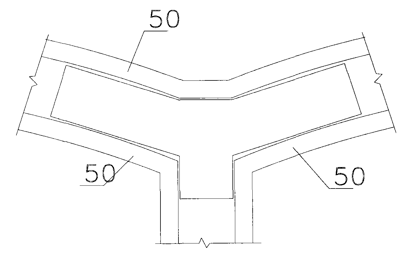 Retaining wall structure of Y-shaped rock-inlaid trough section of diaphgram wall and trough-forming construction method thereof