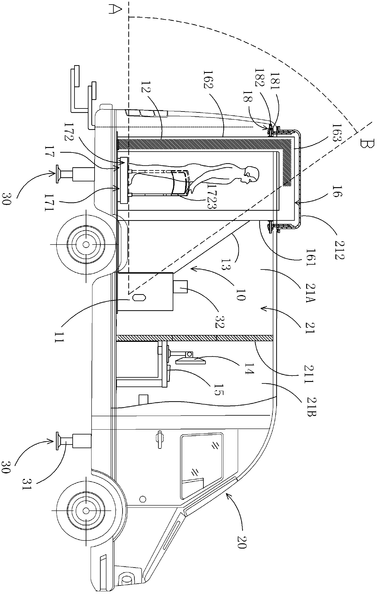 Movable X-ray human body whole safety inspection system