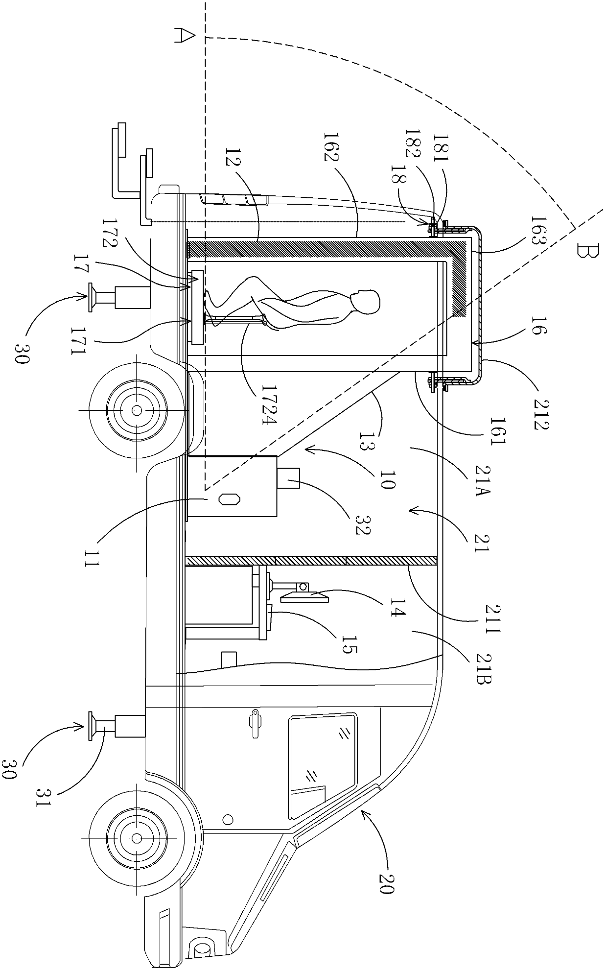 Movable X-ray human body whole safety inspection system