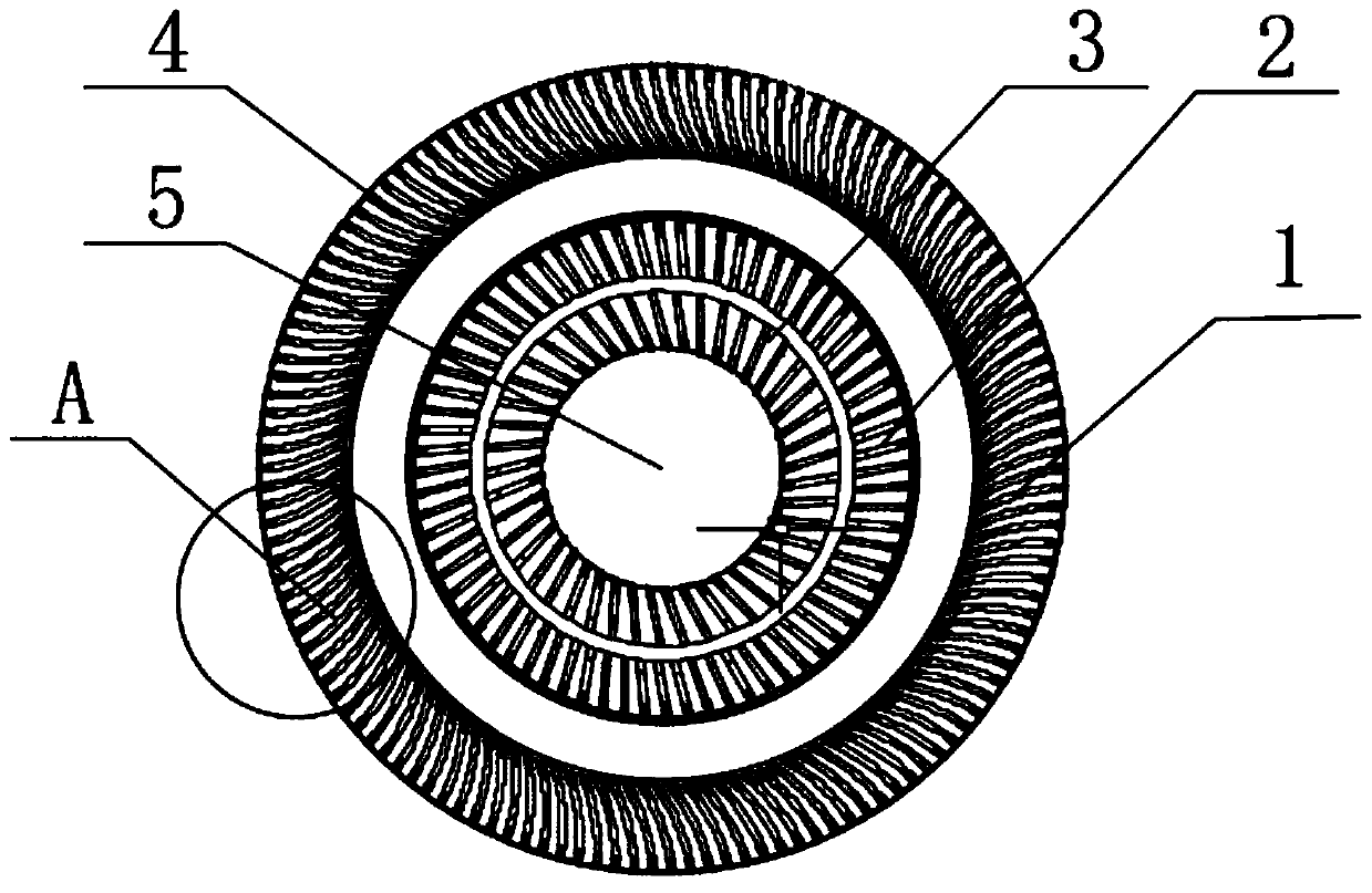 Structure provided with multiple rings of annular shaver net bodies and capable of forwards rotating and reversely rotating