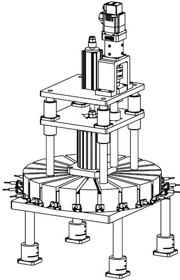 Magnetic block assembling device for outer rotor