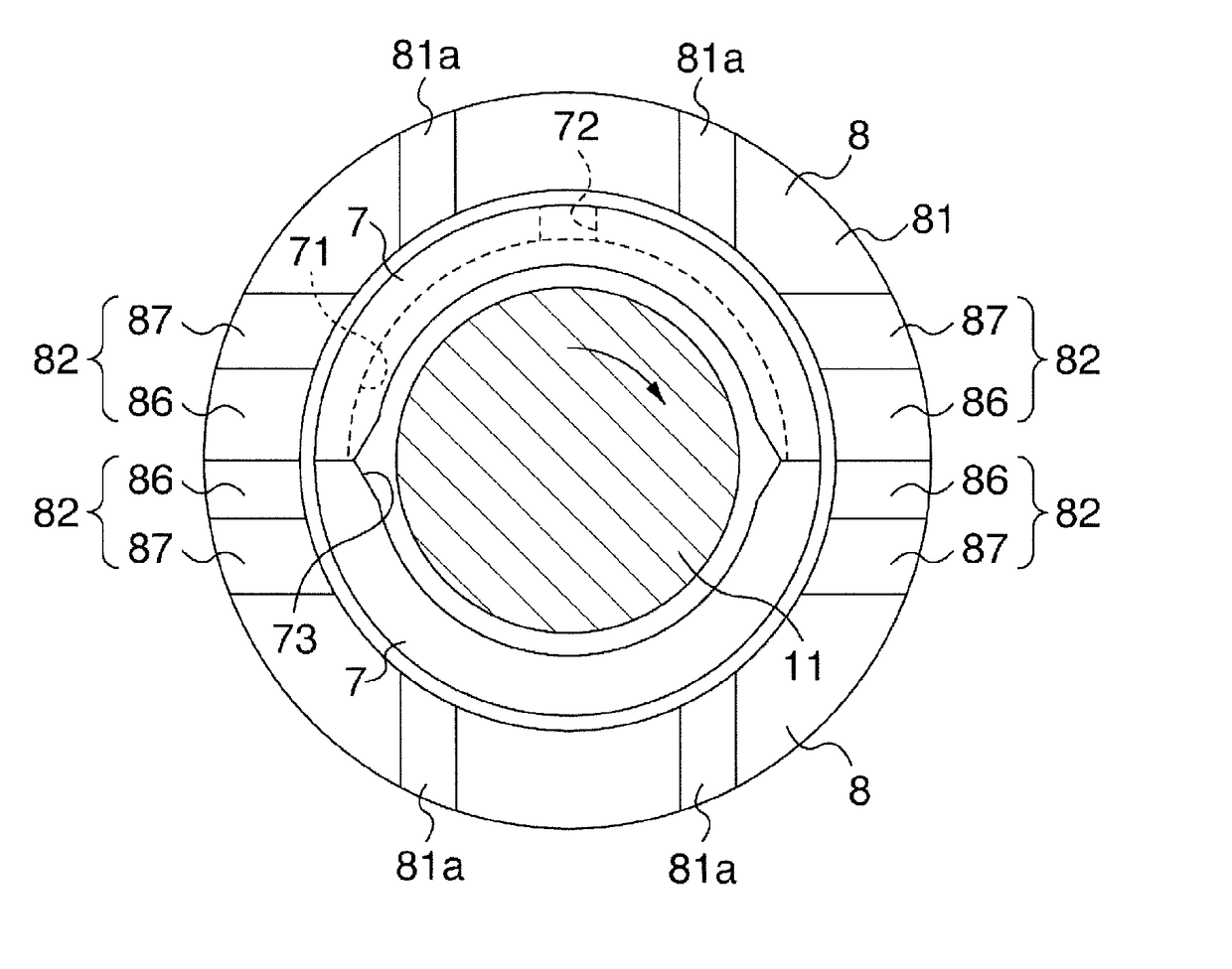 Half thrust bearing and bearing device for crankshaft of internal combustion engine