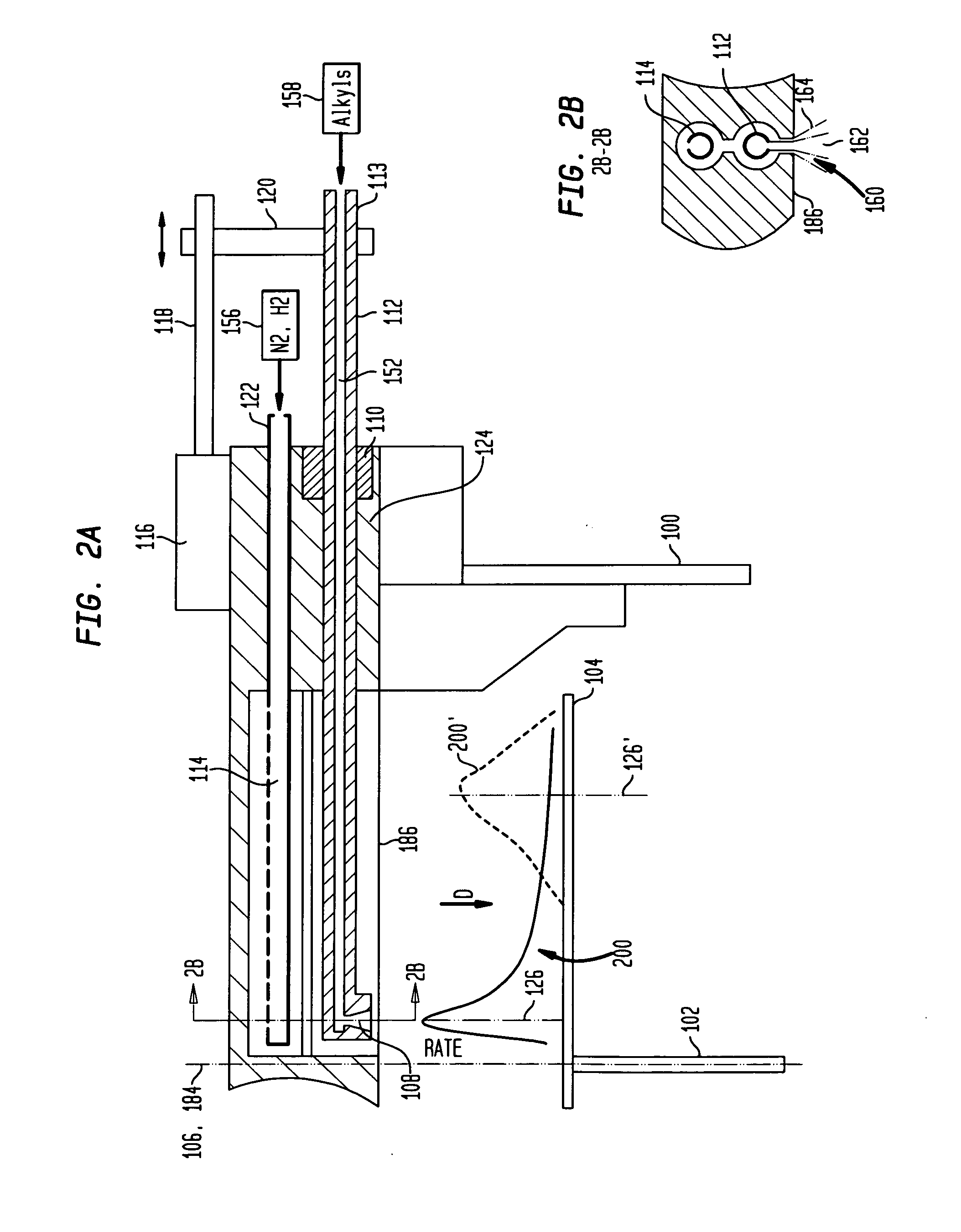 Movable injectors in rotating disc gas reactors