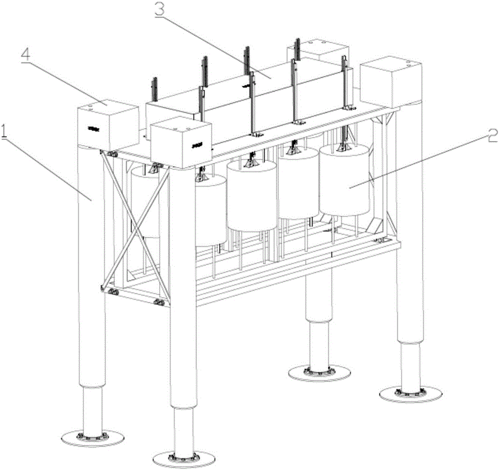 Energy superposition wave power generation device with single degree of freedom and multiple floaters combined