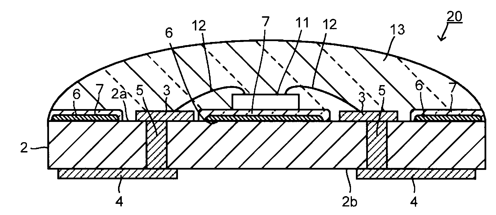 Substrate for mounting light-emitting element, production process thereof and light-emitting device