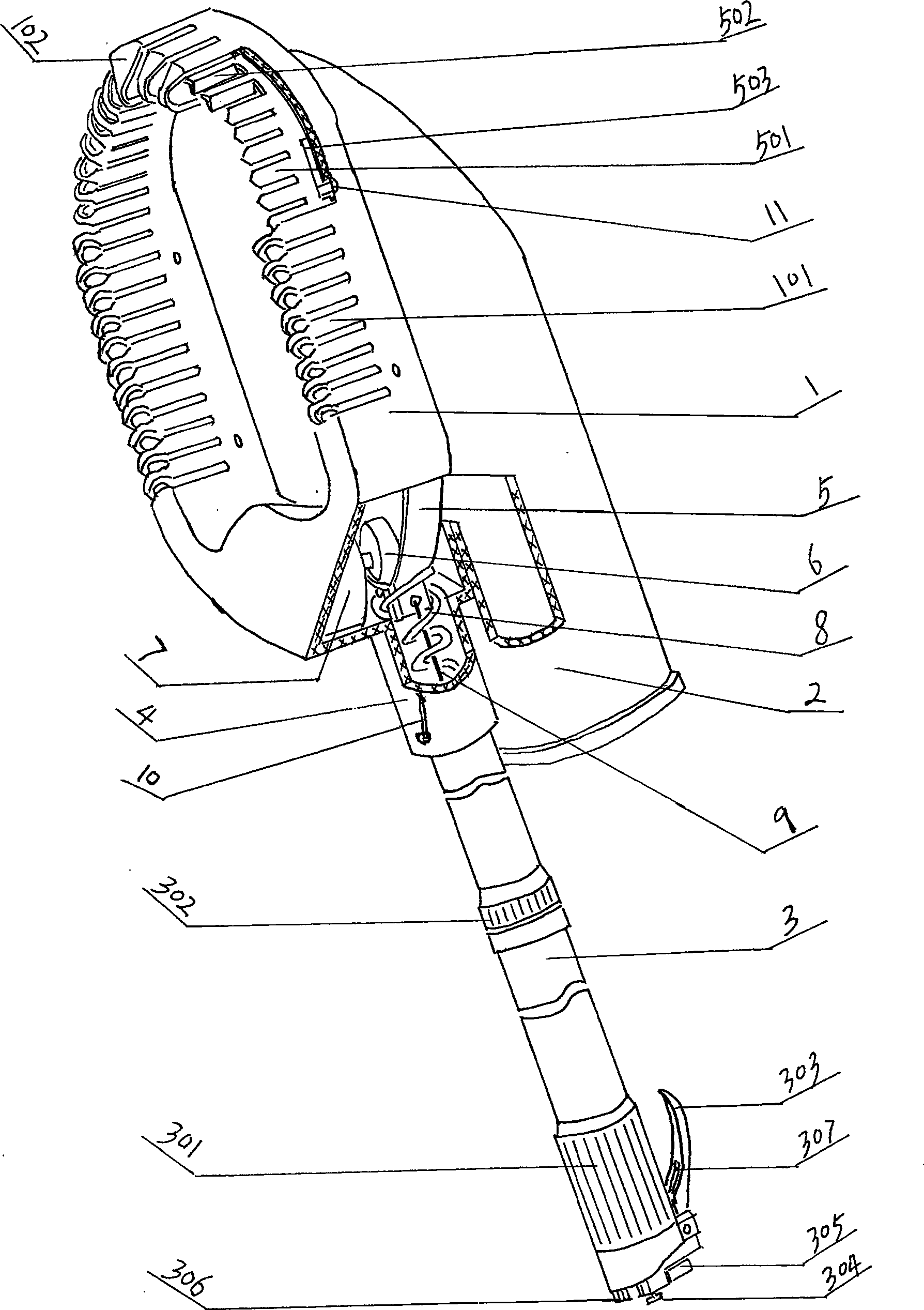Electric and hand-operated multidirectional fruit picking device