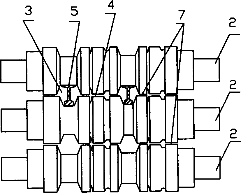 Process for rolling large-scale rails into miniature type rails and rollers therefor