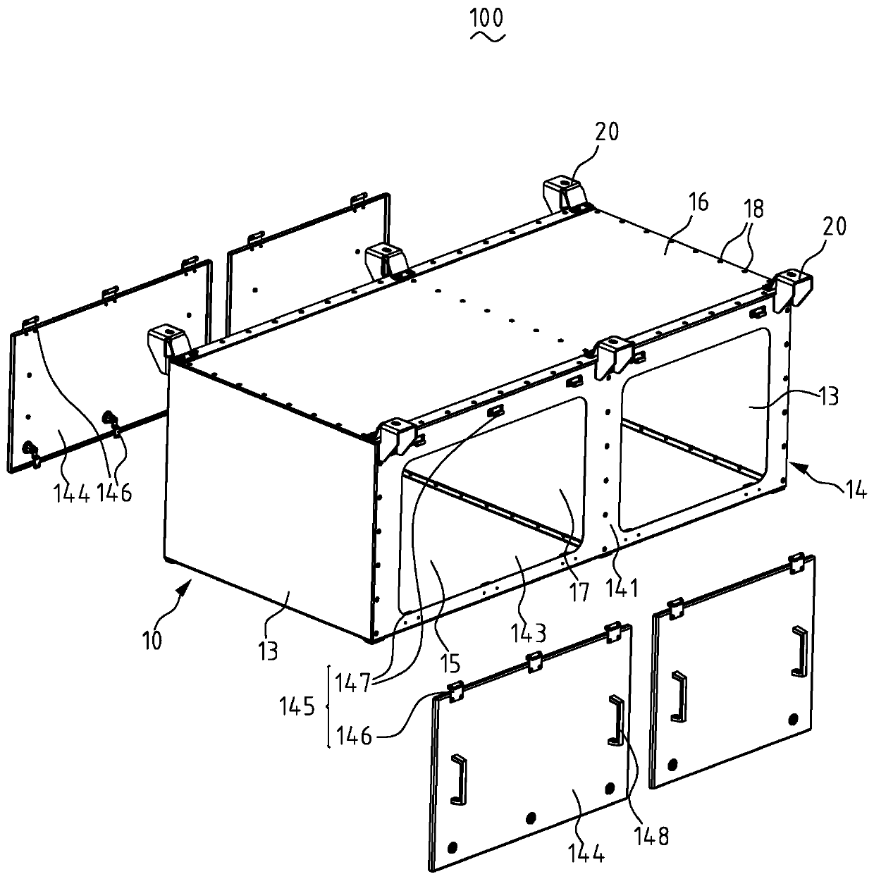 Box structure based on riveting