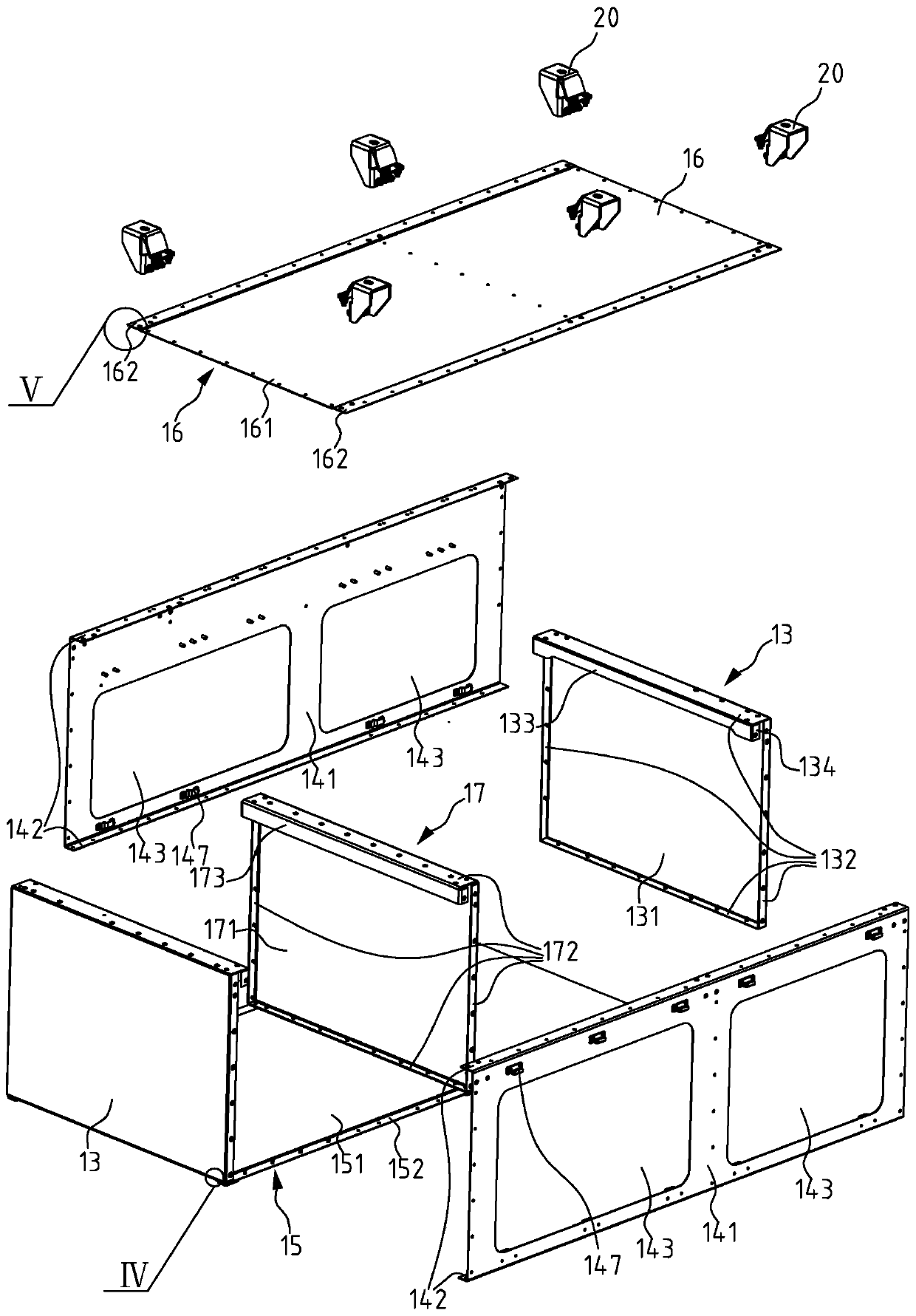 Box structure based on riveting