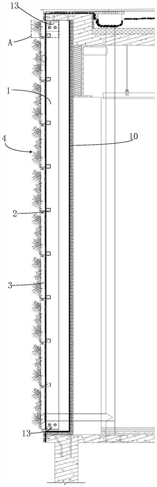 Modular planting system structure for vertical greening of wall surface and construction method thereof