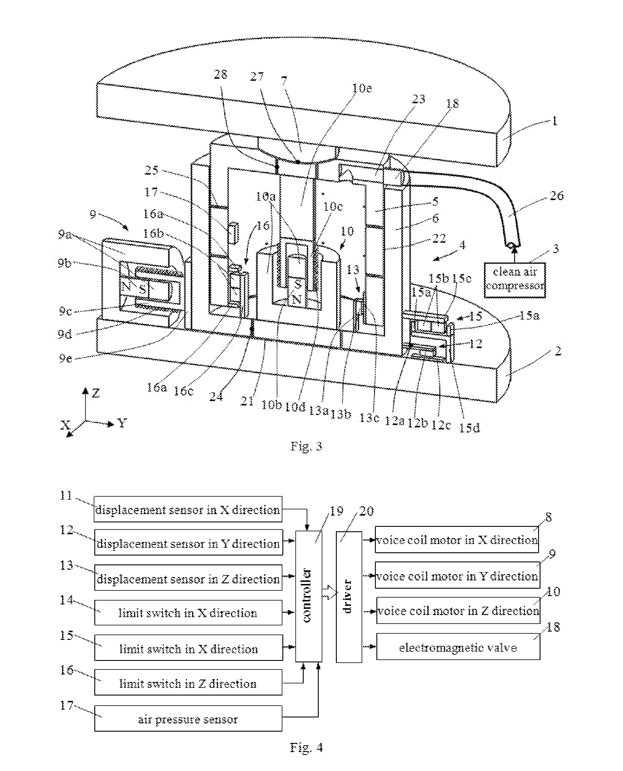 Vibration isolator with zero stiffness whose angle degree of freedom is decoupled with spherical air bearing