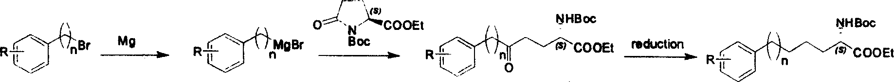 Method for synthesizing optically active derivative of omega - aryl ¿C (2S) ¿C N ¿C boc ¿Calpha amino acid