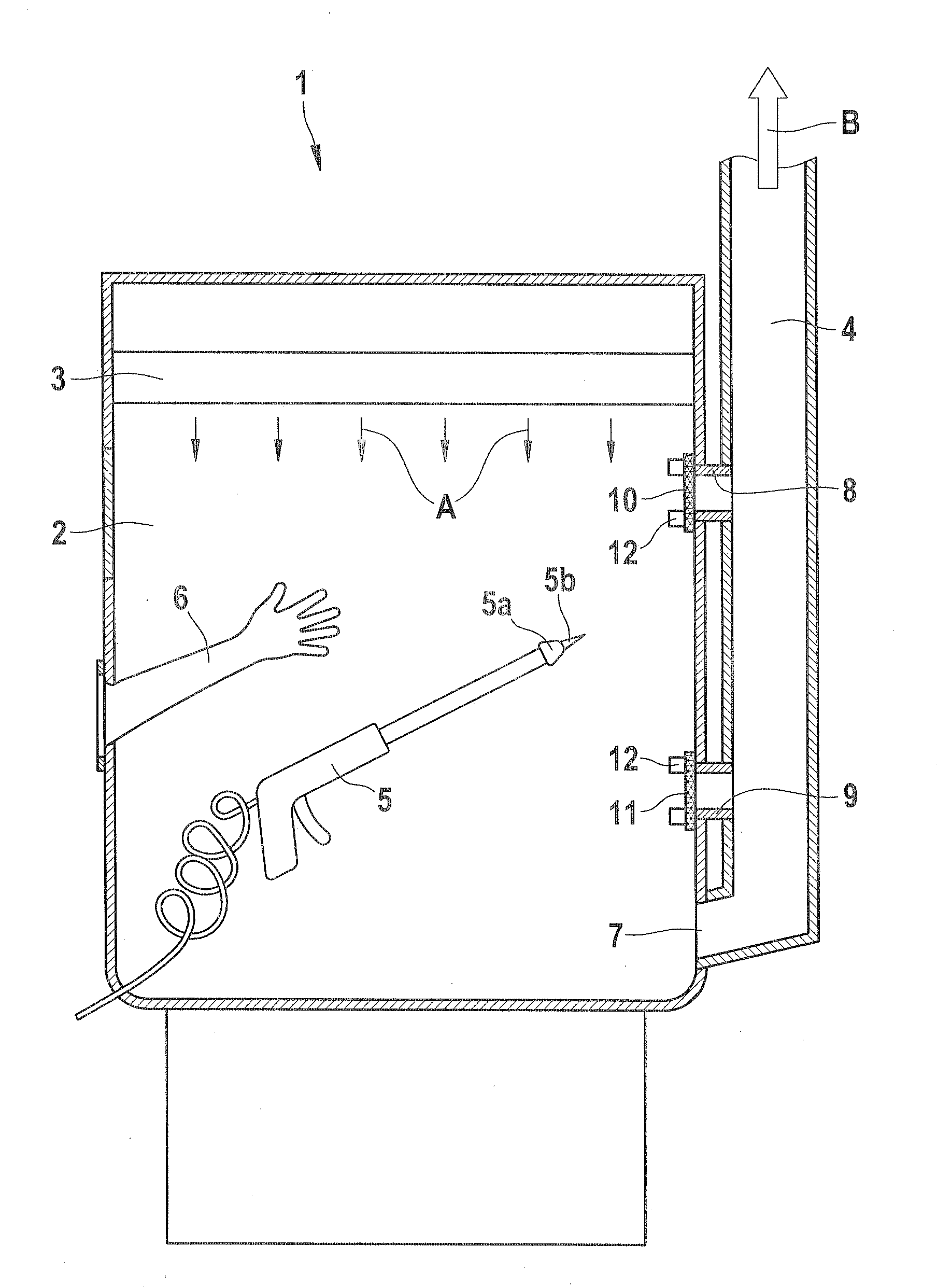 Apparatus having a closed-off work chamber with improved cleanability