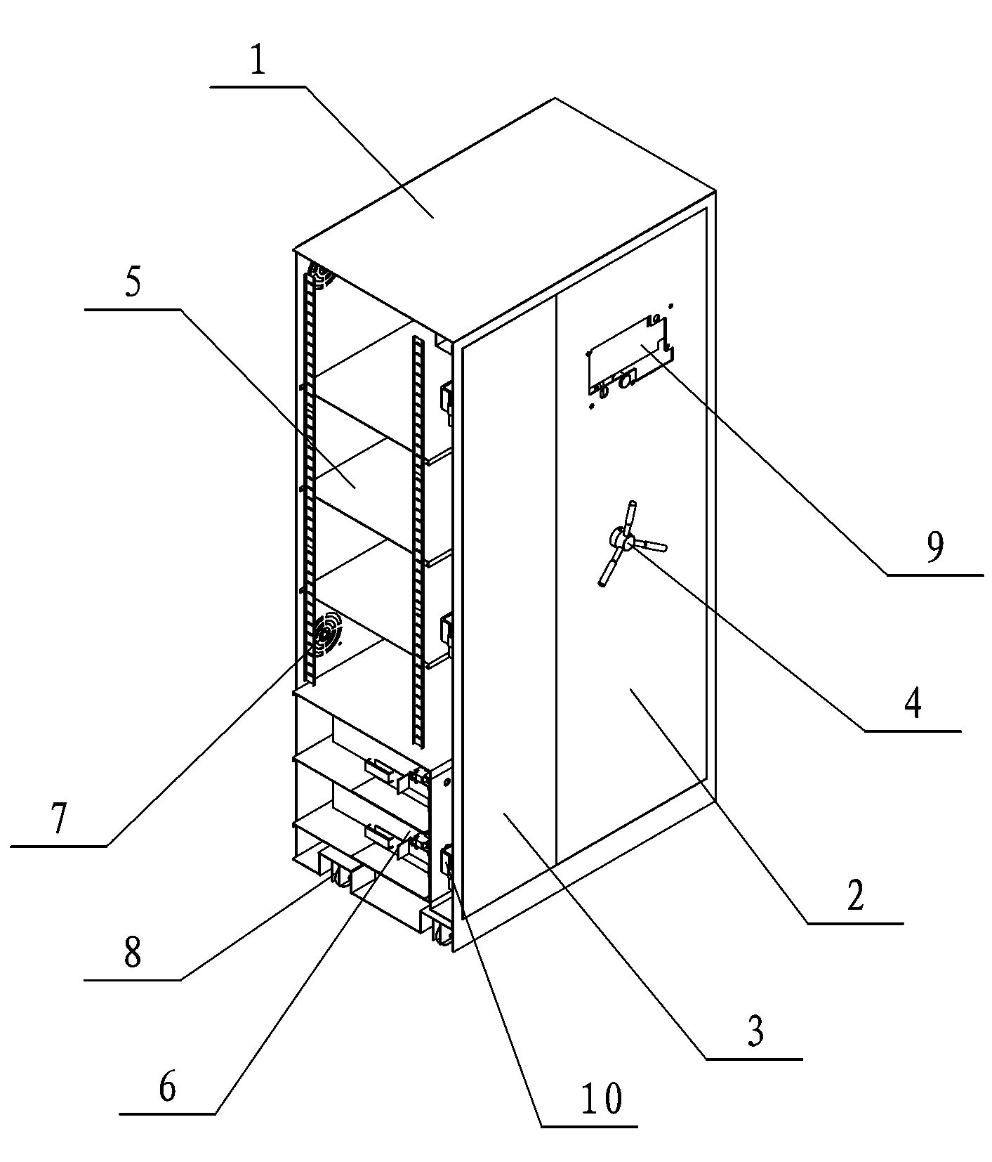 Vertical type fingerprint confidential cabinet and control system thereof