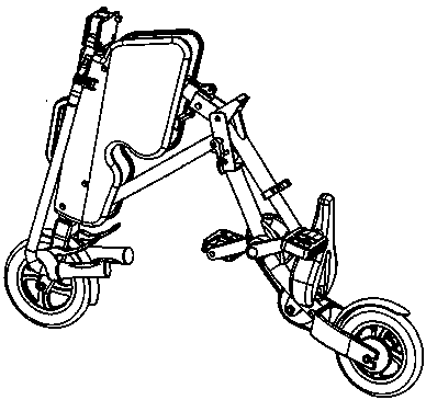 Four-link body folding box type pushable portable bicycle