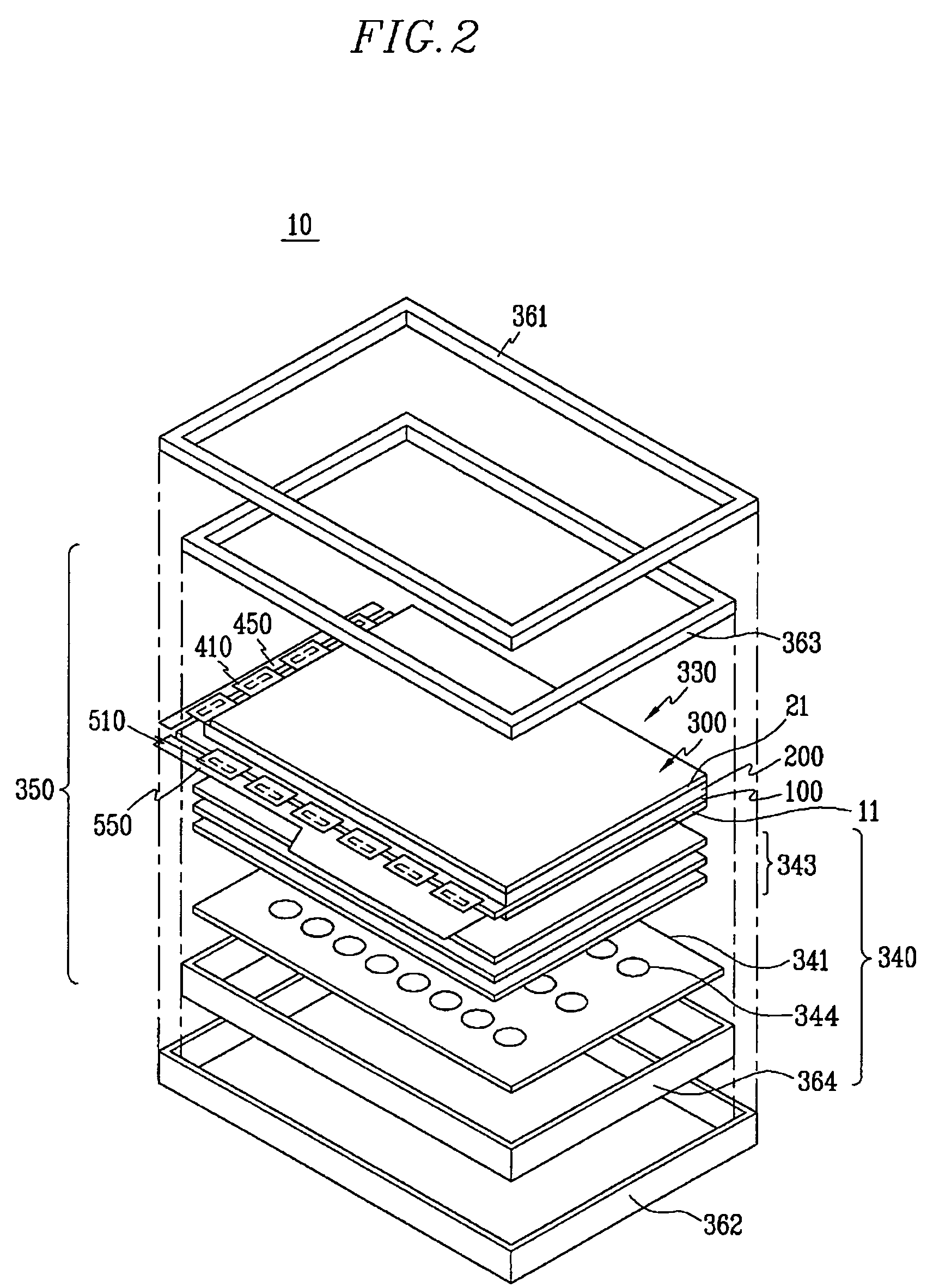 Two dimensional light source using light emitting diode and liquid crystal display device using the two dimensional light source