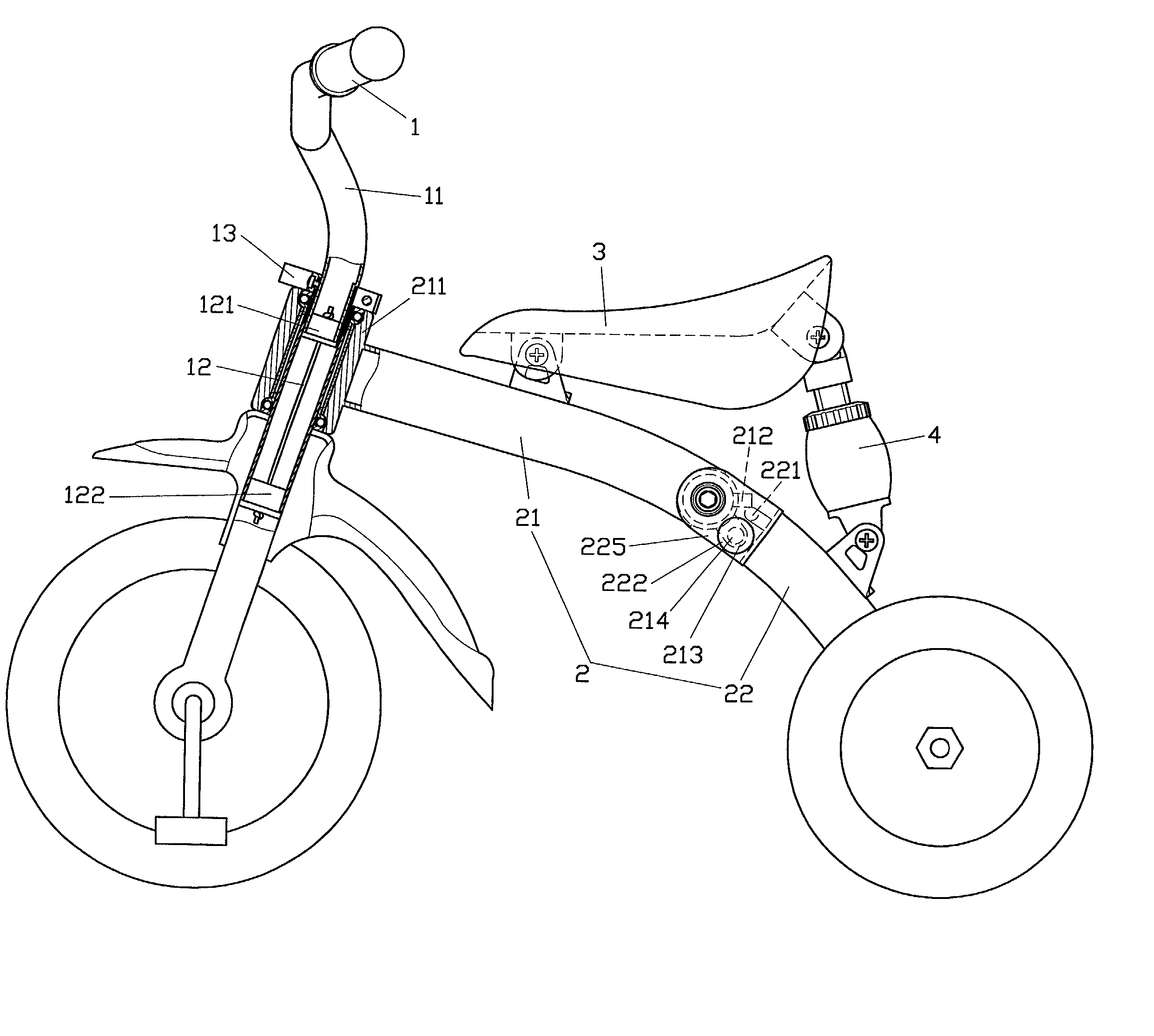Child tricycle folding structure
