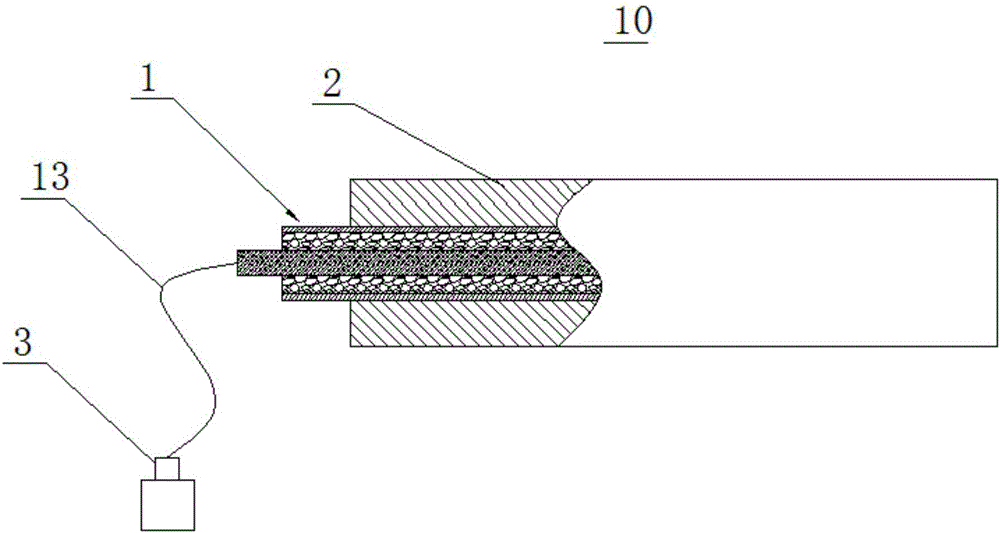 Carbon fiber composite rod used on intelligent steel strand and preparation method