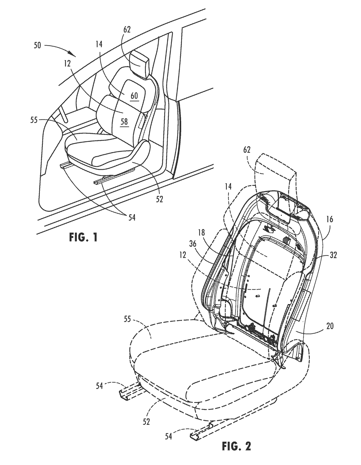 Seatback flexible slip plane joint for side air bag deployment