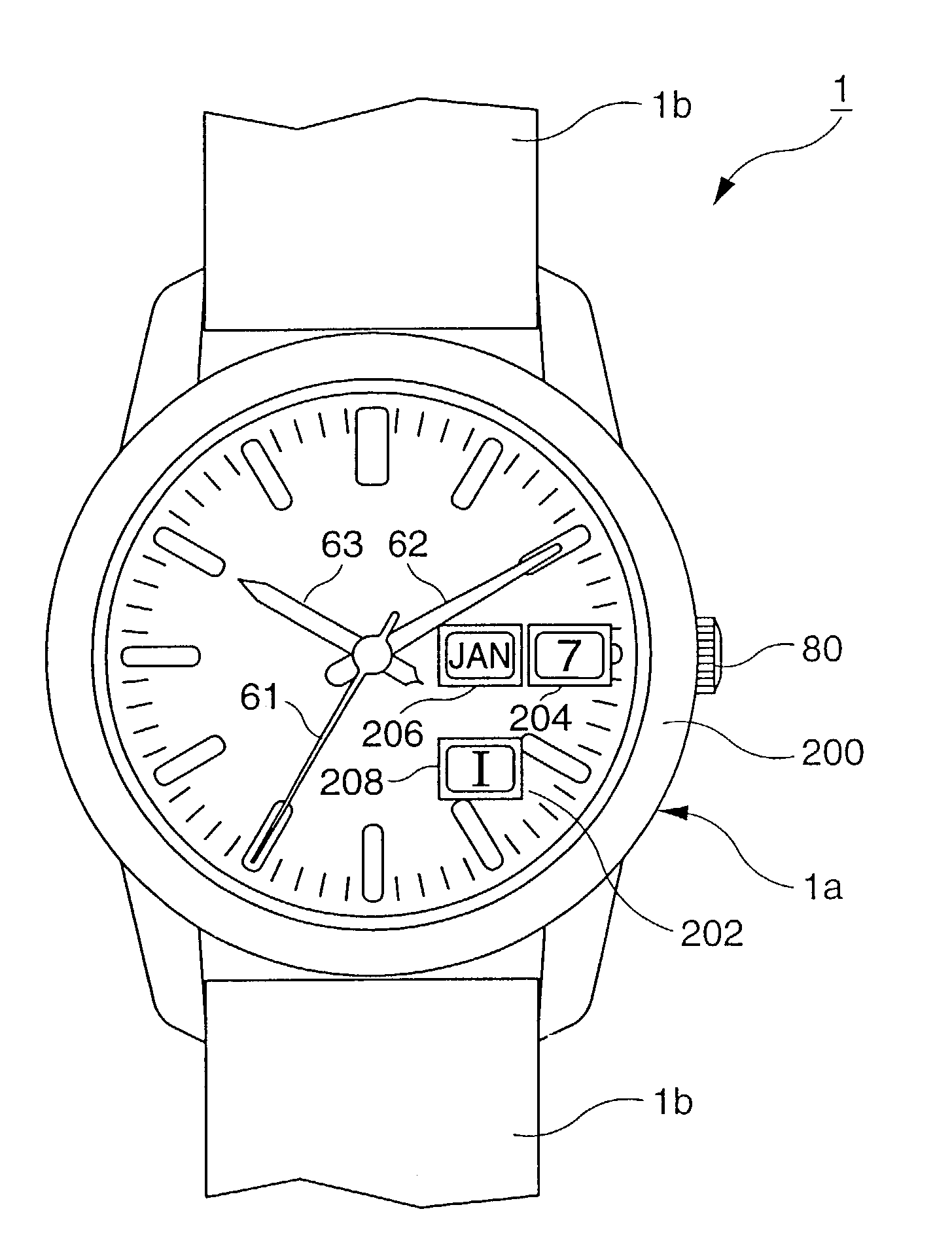 Electronic timepiece with a date display function