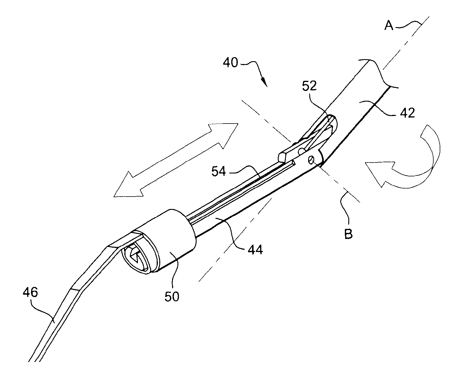 Device for the non-destructive testing of parts in a turbomachine
