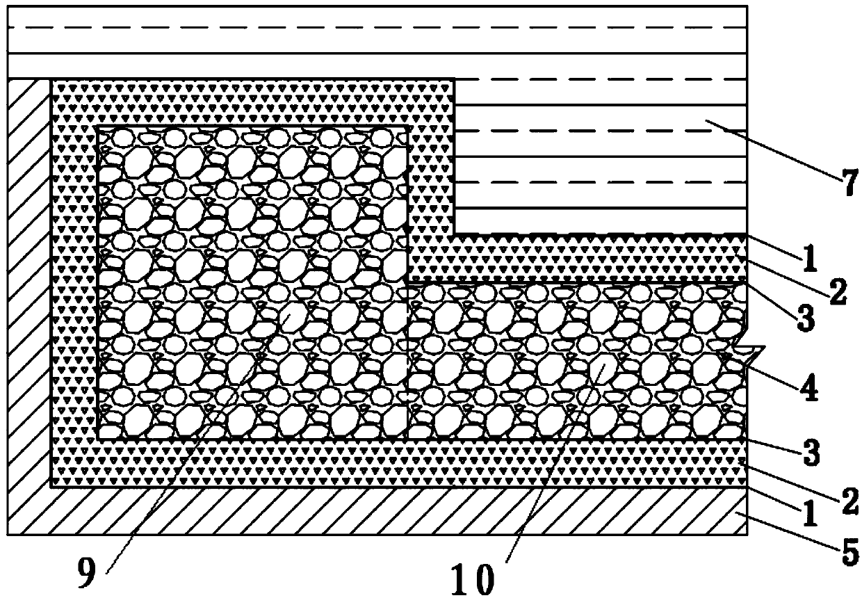 Loess high-fill furrow foundation drainage structure and laying method thereof