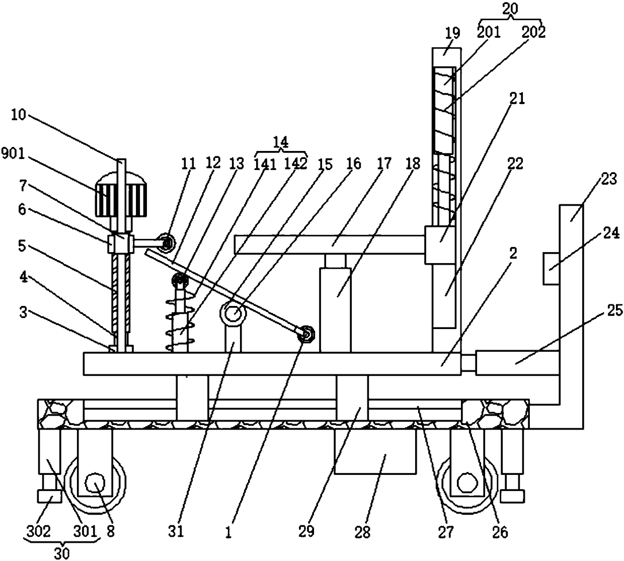 Adjustable auxiliary device for building formwork mounting
