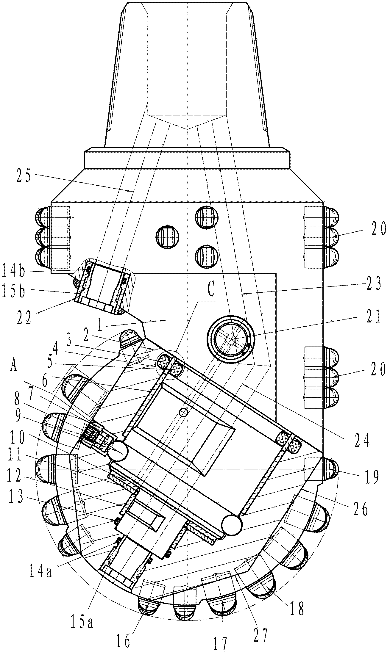 Single-roller bit with PDC (polycrystalline diamond compact) composite plates