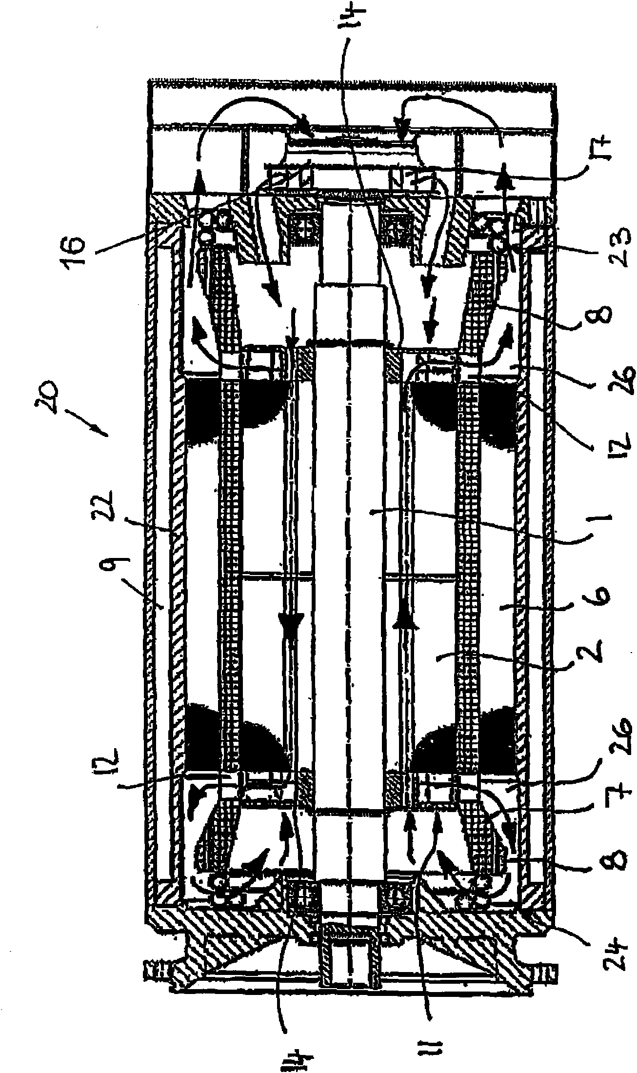 Liquid-cooled electric machine and method for cooling such electric machine
