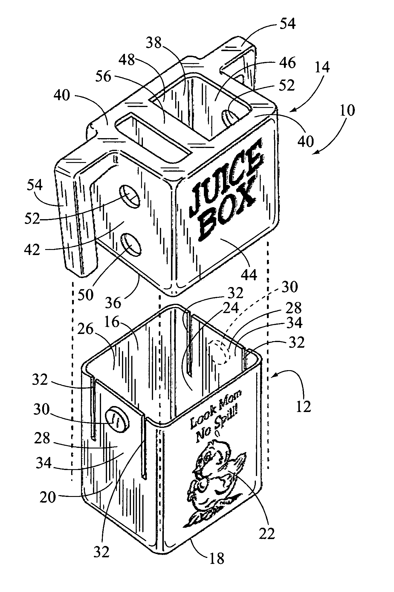 Two-piece juice box holder