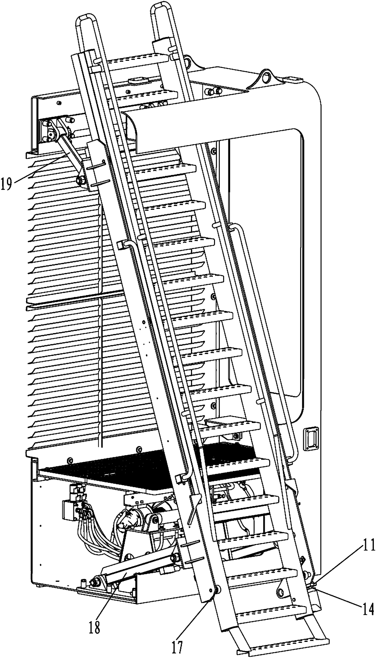 Boarding ladder system of large type excavator