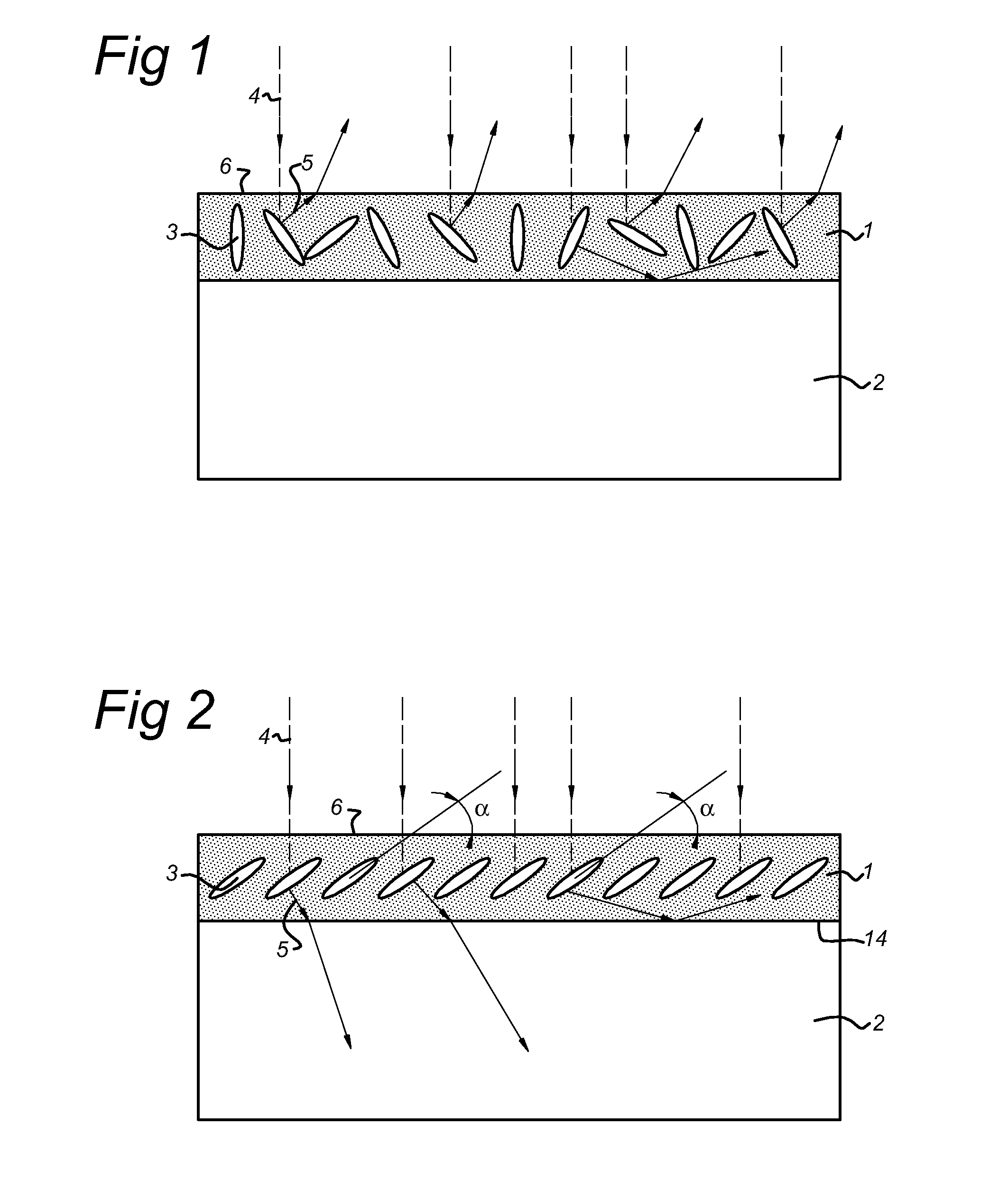 Luminescent object comprising aligned polymers having a specific pretilt angle