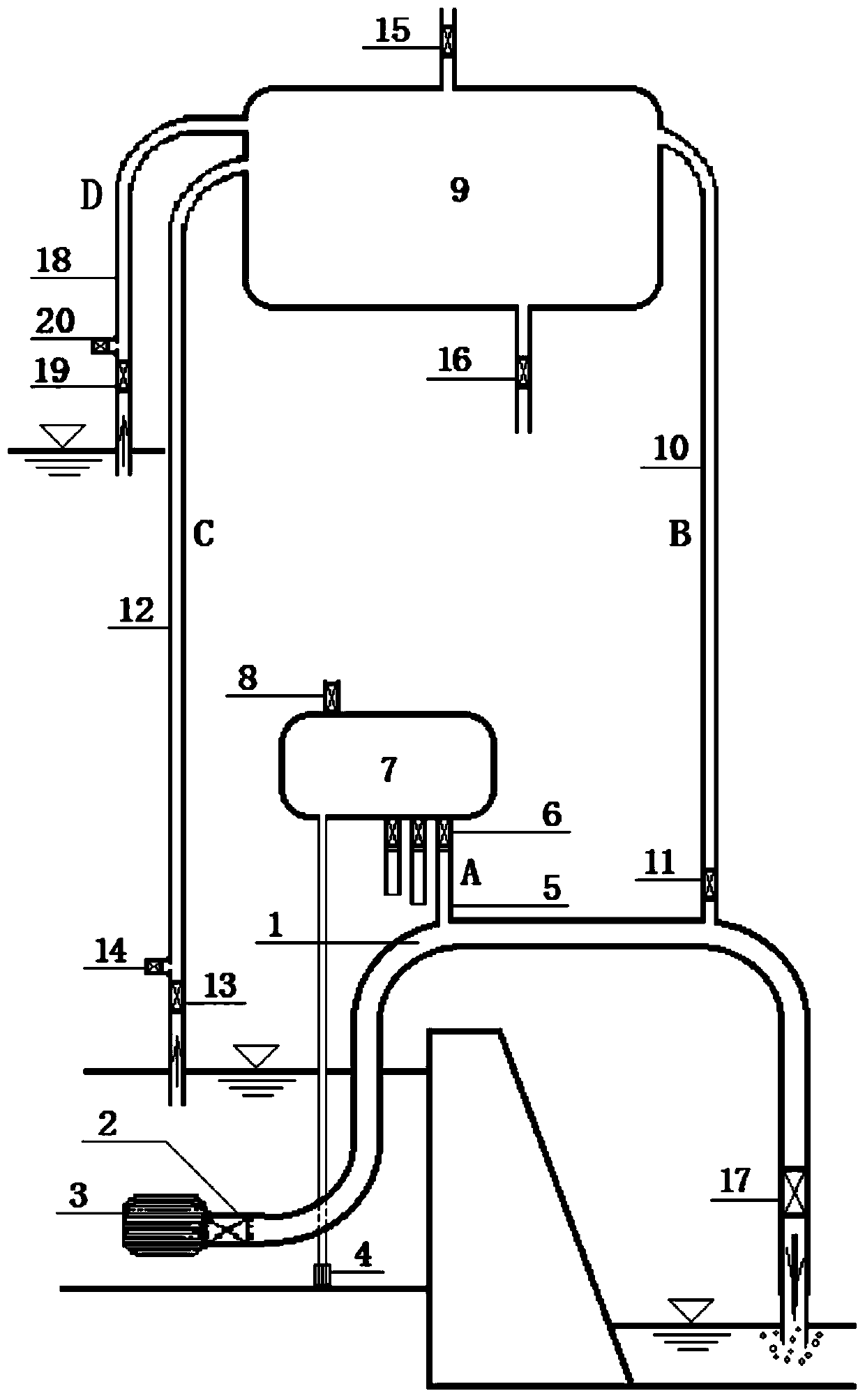 Siphon water drawing pipeline set and water drawing method through same
