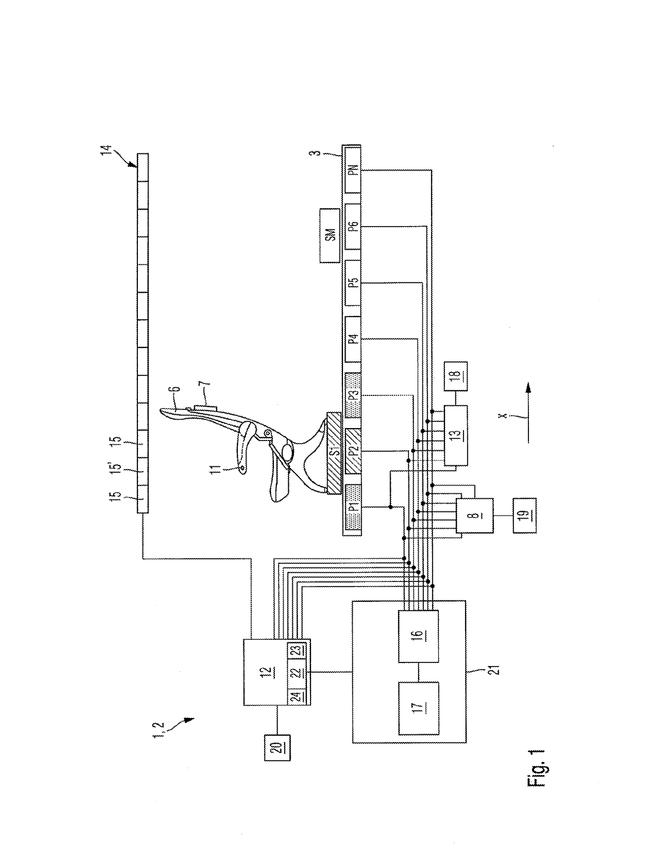 System, aircraft or spacecraft, and method for measuring a current position of a second vehicle part relative to a first vehicle part