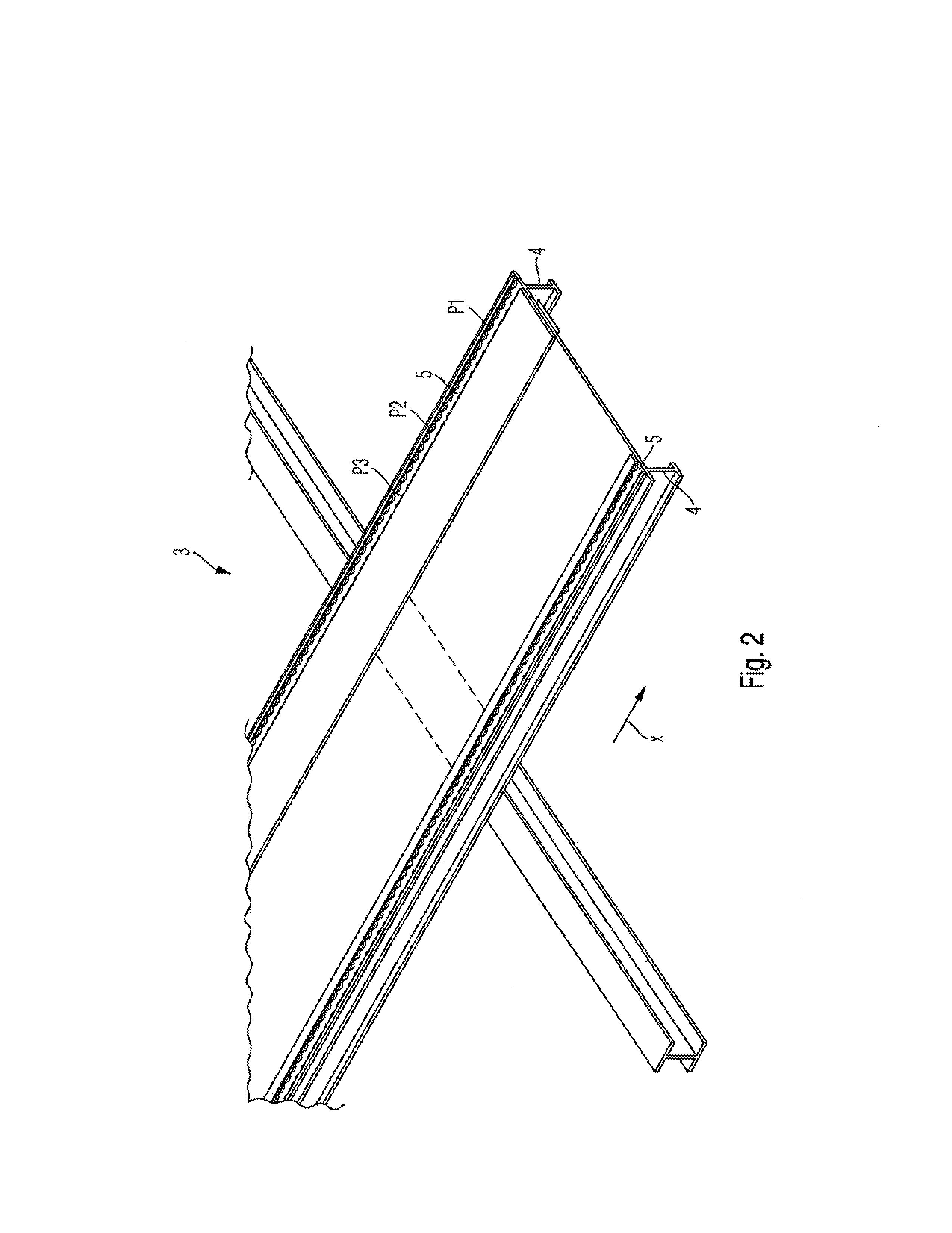 System, aircraft or spacecraft, and method for measuring a current position of a second vehicle part relative to a first vehicle part