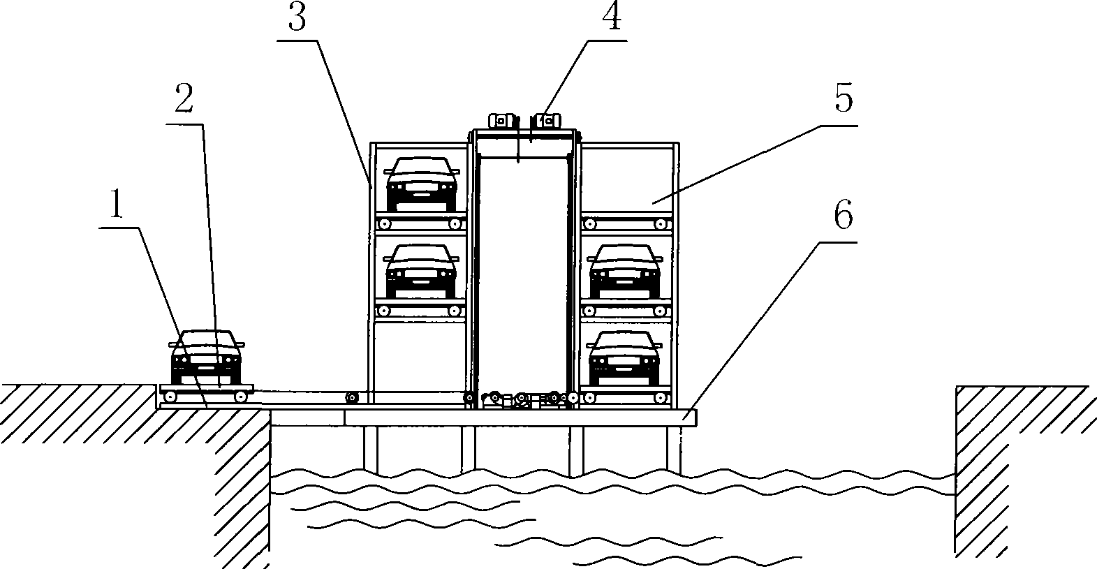 Automatic parking lot on water
